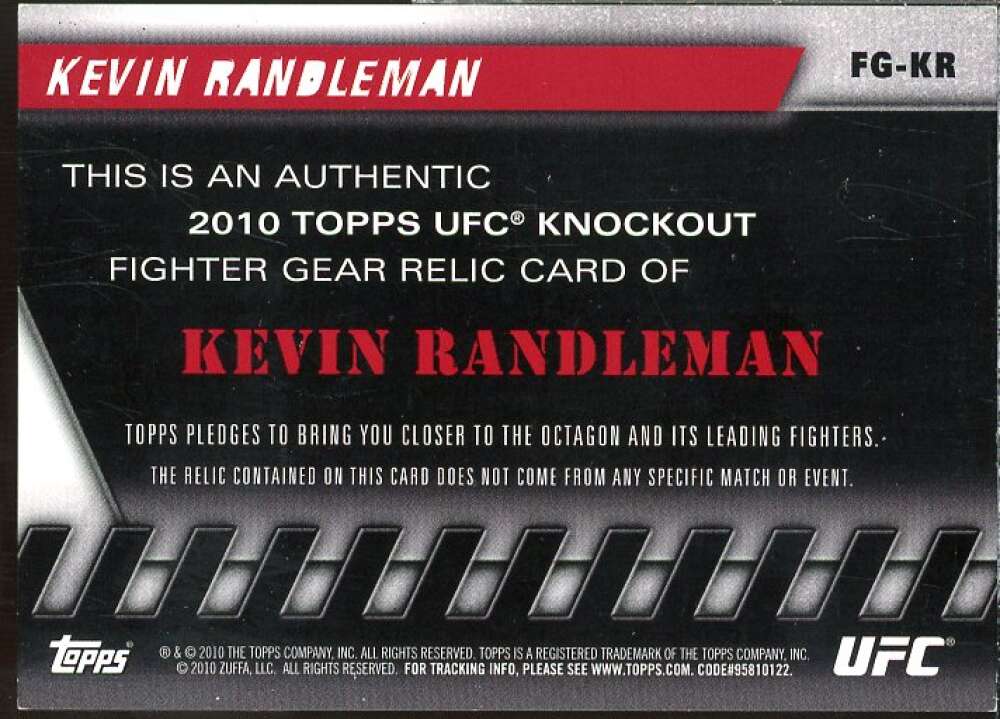 Kevin Randleman Card 2010 Topps UFC Knockout Fighter Gear Relics #FGKR  Image 2