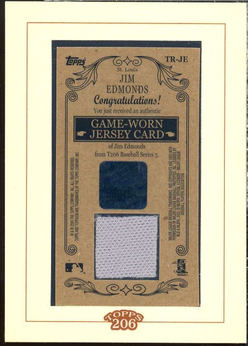 Jim Edmonds Jsy Card 2002 Topps 206 Relics #JE1  Image 2