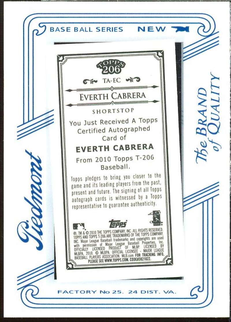 Everth Cabrera Card 2010 Topps 206 Mini Framed Autographs Piedmont #EC  Image 2
