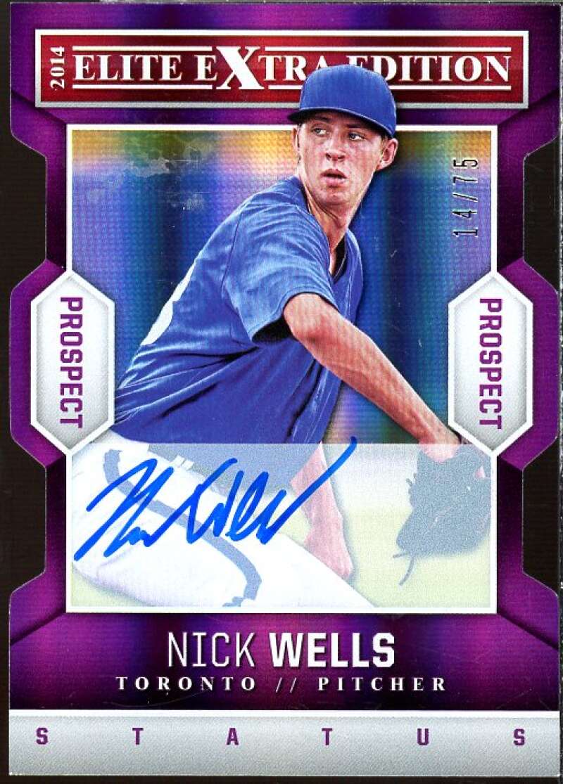 Nick Wells RC 2014 Elite Extra Edition Prospects Signatures Status Purple #84  Image 1