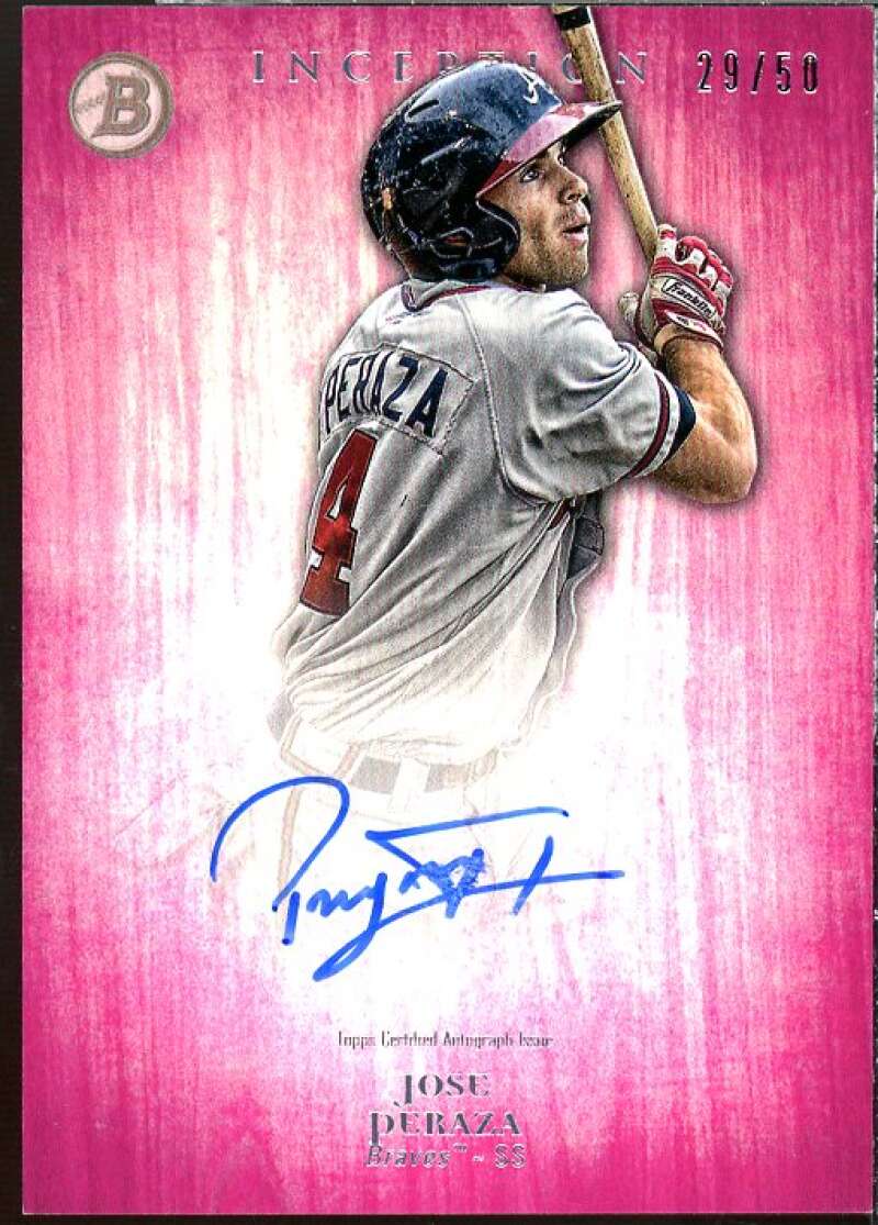 Jose Peraza Rookie Card 2014 Bowman Inception Prospect Autographs Pink #PAJP  Image 1