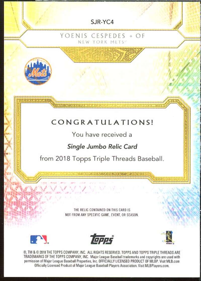 Yoenis Cespedes 2018 Topps Triple Threads Unity Single Jumbo JSY Emerald #SJRYC4  Image 2