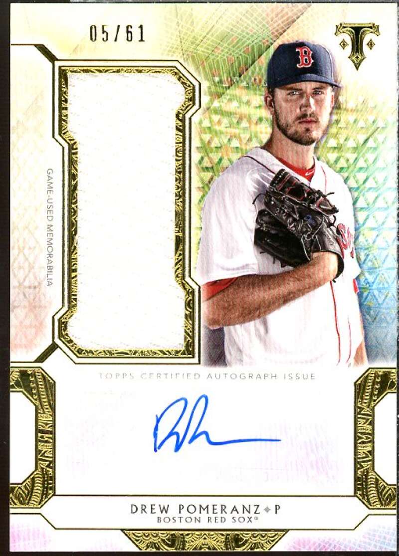 Drew Pomeranz 2018 Triple Threads Unity Autograph Jumbo JSY Emerald #UAJRDP  Image 1