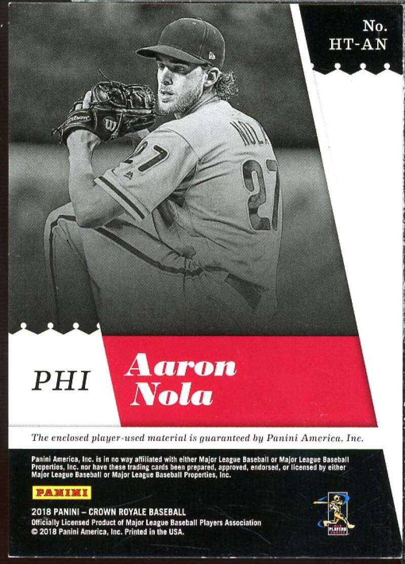 Aaron Nola Card 2018 Crown Royale Heirs to the Throne Materials Blue #12  Image 2