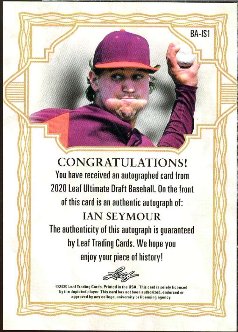 Ian Seymour Rookie Card 2020 Leaf Flash Blue #BAIS1  Image 2