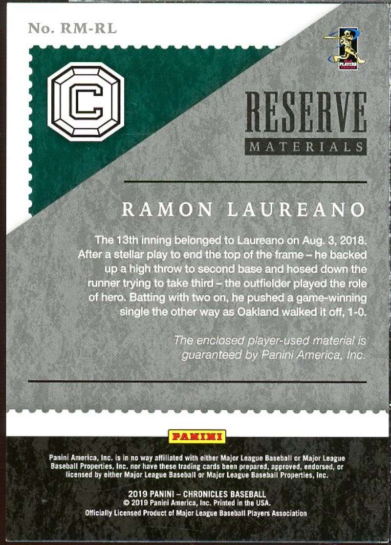 Ramon Laureano Card 2019 Panini Cornerstones Reserve Materials #11  Image 2