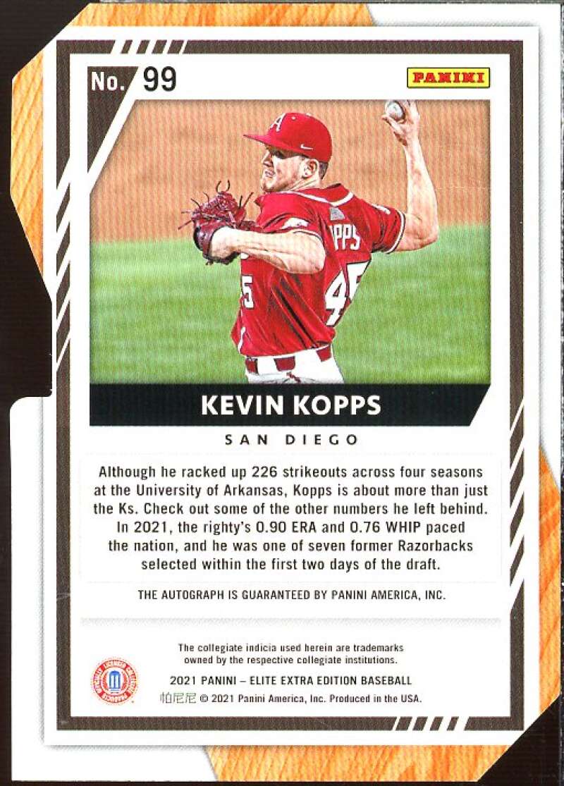 Kevin Kopps Rookie 2021 Elite Extra Edition Signatures Aspirations Die Cut #99  Image 2