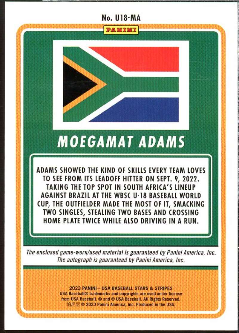 Moegamat Adams Rookie 2023 USA Baseball U18 World Cup South Africa JSY AU #8  Image 2