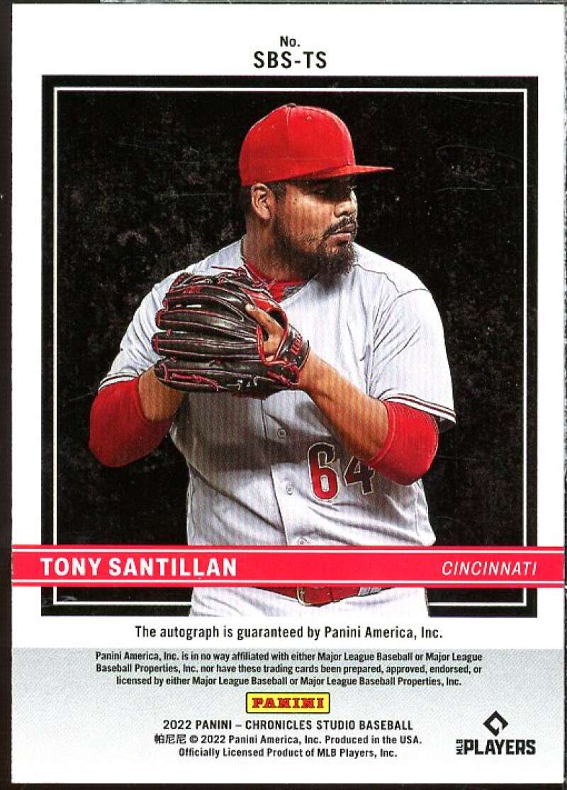 Tony Santillan Rookie Card 2022 Panini Chronicles Studio Black Signatures #1  Image 2