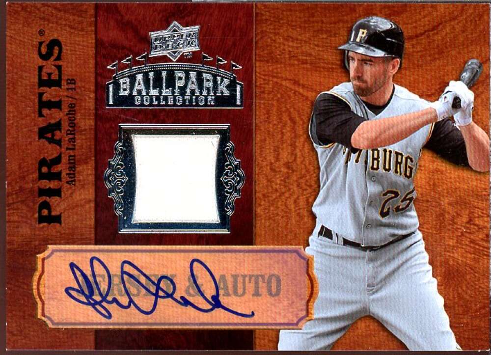 Adam LaRoche Card 2008 Upper Deck Ballpark Collection Jersey Autographs #4  Image 1