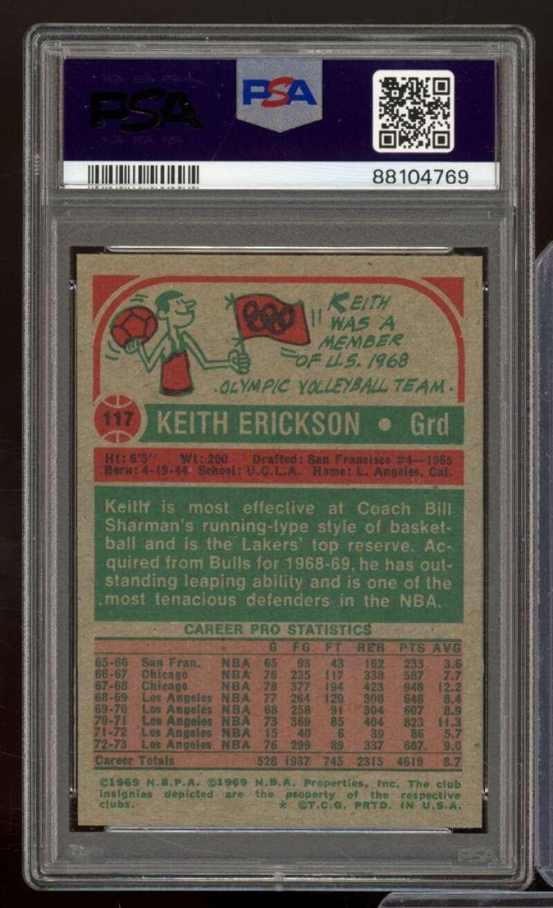 Keith Erickson Card 1973-74 Topps #117 PSA 6 Image 2