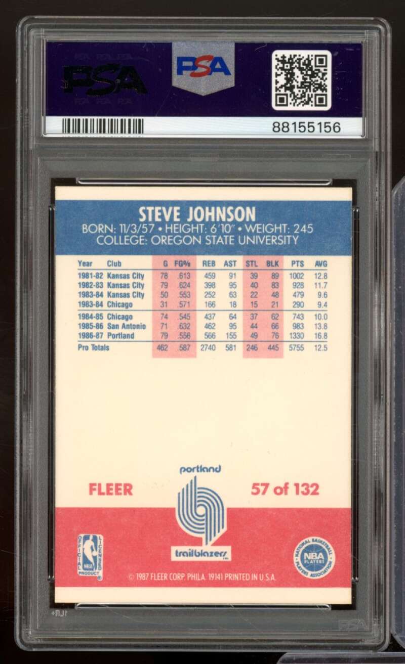 Steve Johnson Card 1987-88 Fleer #57 PSA 7 Image 2