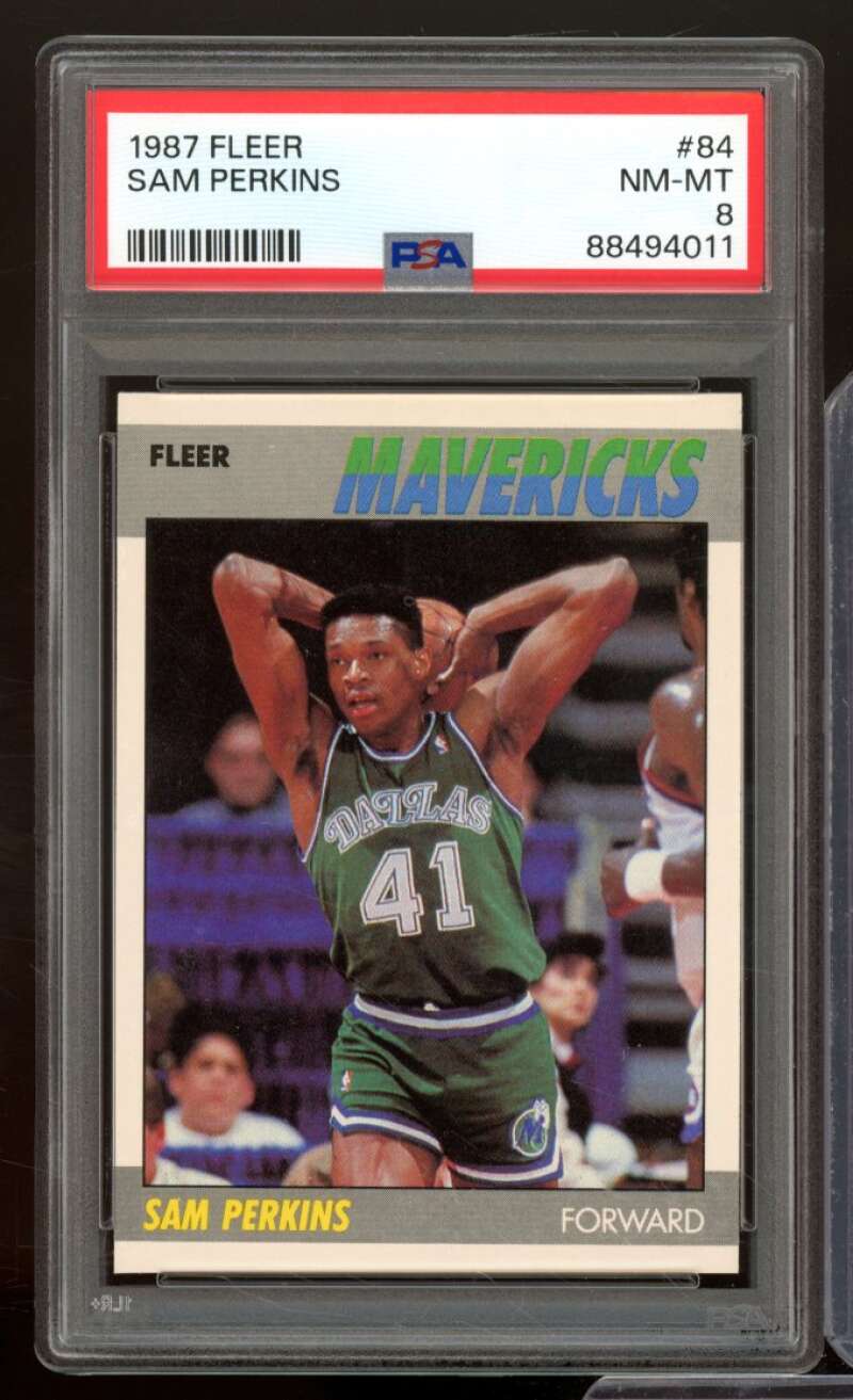 Sam Perkins Card 1987-88 Fleer #84 PSA 8 Image 1