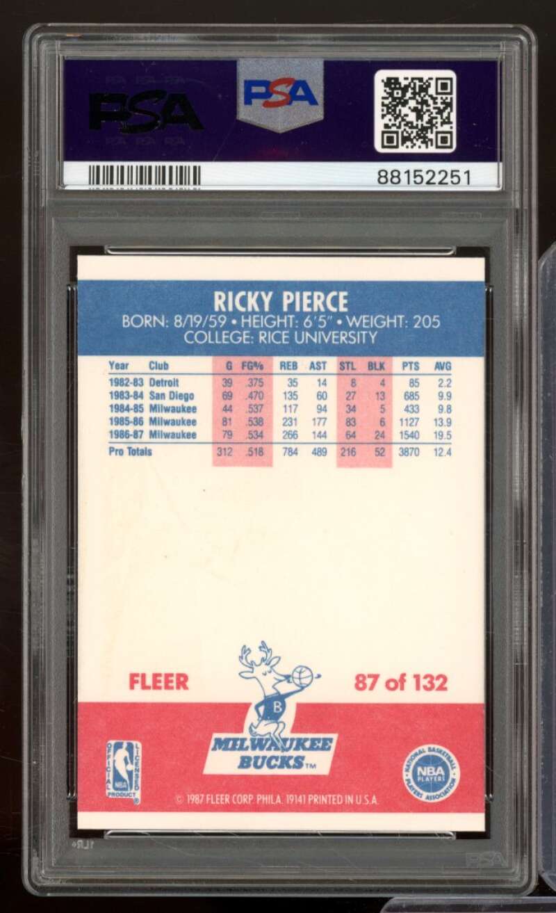 Rickey Pierce Card 1987-88 Fleer #87 PSA 9 (ST) Image 2