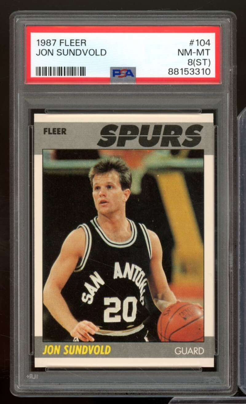 John Sundvold Card 1987-88 Fleer #104 PSA 8 (ST) Image 1