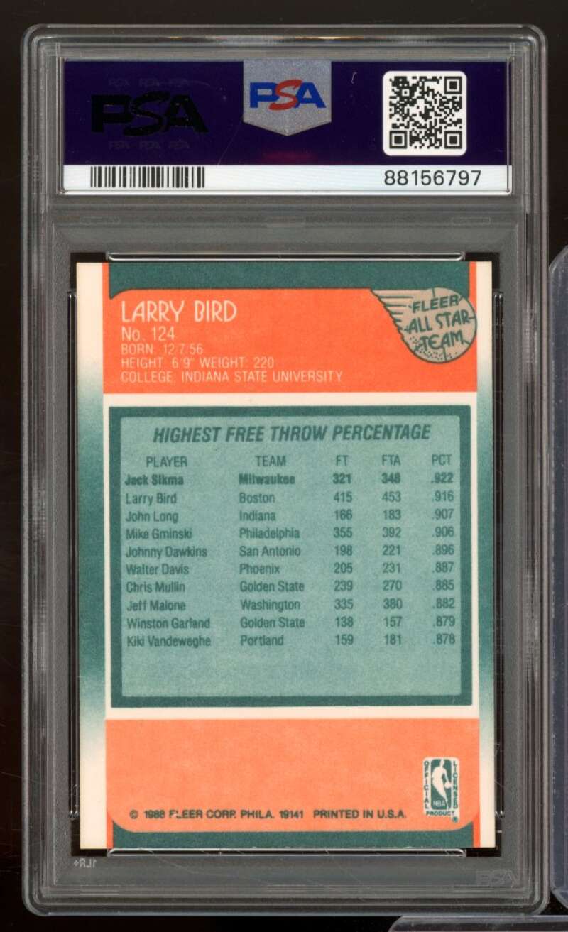 Larry Bird Card 1988-89 Fleer All-Star #124 PSA 6 Image 2