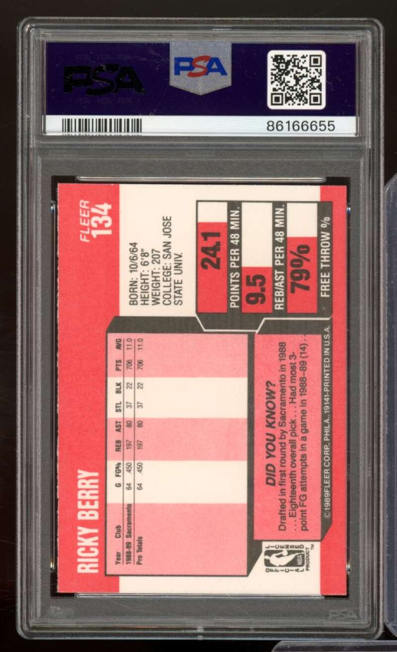 Ricky Berry Card 1989-90 Fleer #134 PSA 9 Image 2