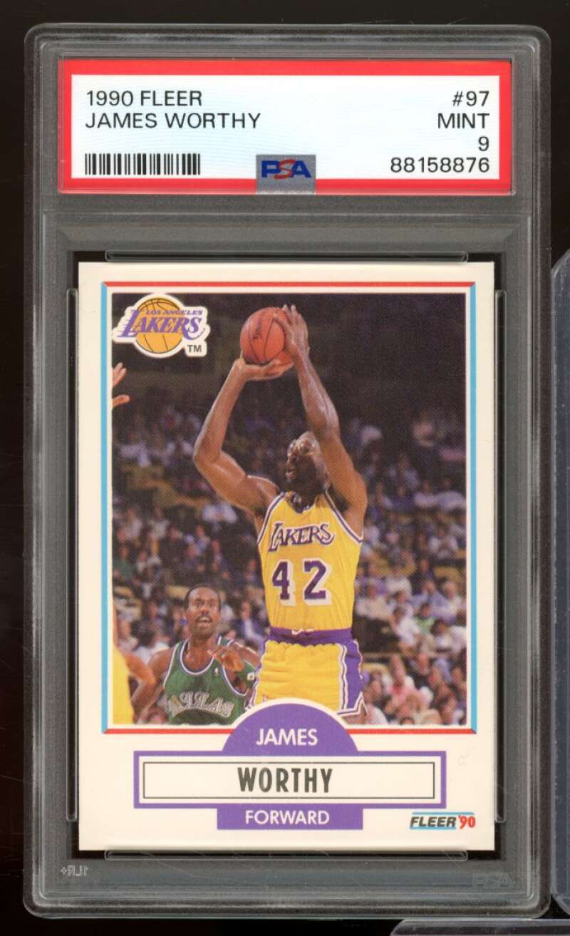 James Worthy Card 1990-91 Fleer #97 PSA 9 Image 1