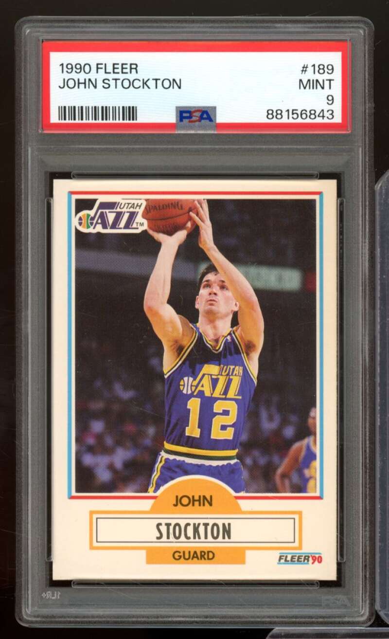 John Stockton Card 1990-91 Fleer #189 PSA 9 Image 1