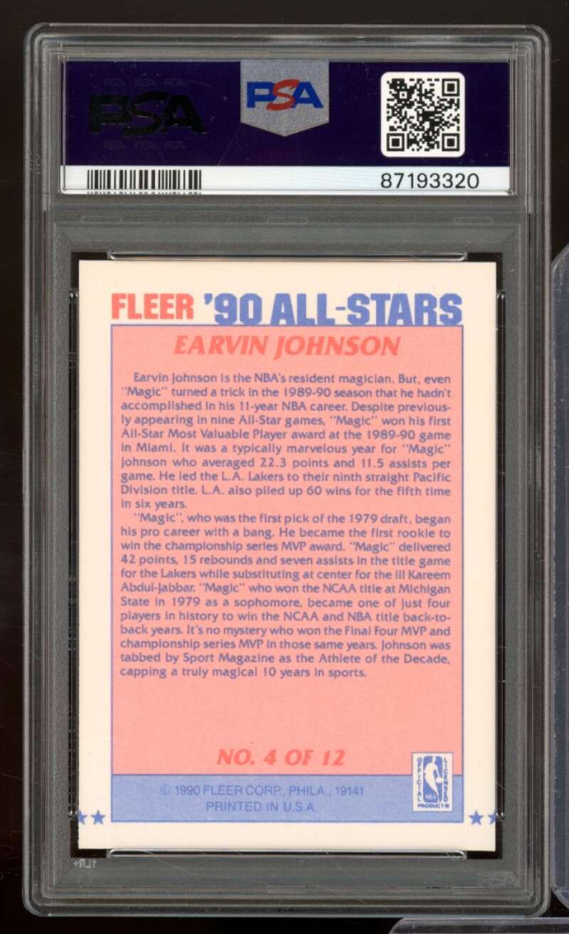 Magic Johnson Card 1990-91 Fleer All-Stars #4 PSA 4 Image 2