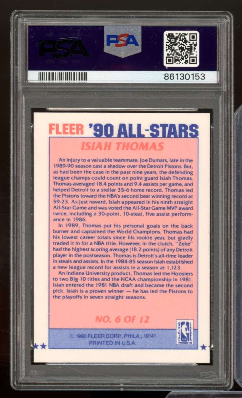 Isiah Thomas Card 1990-91 Fleer All-Stars #6 PSA 8 Image 2