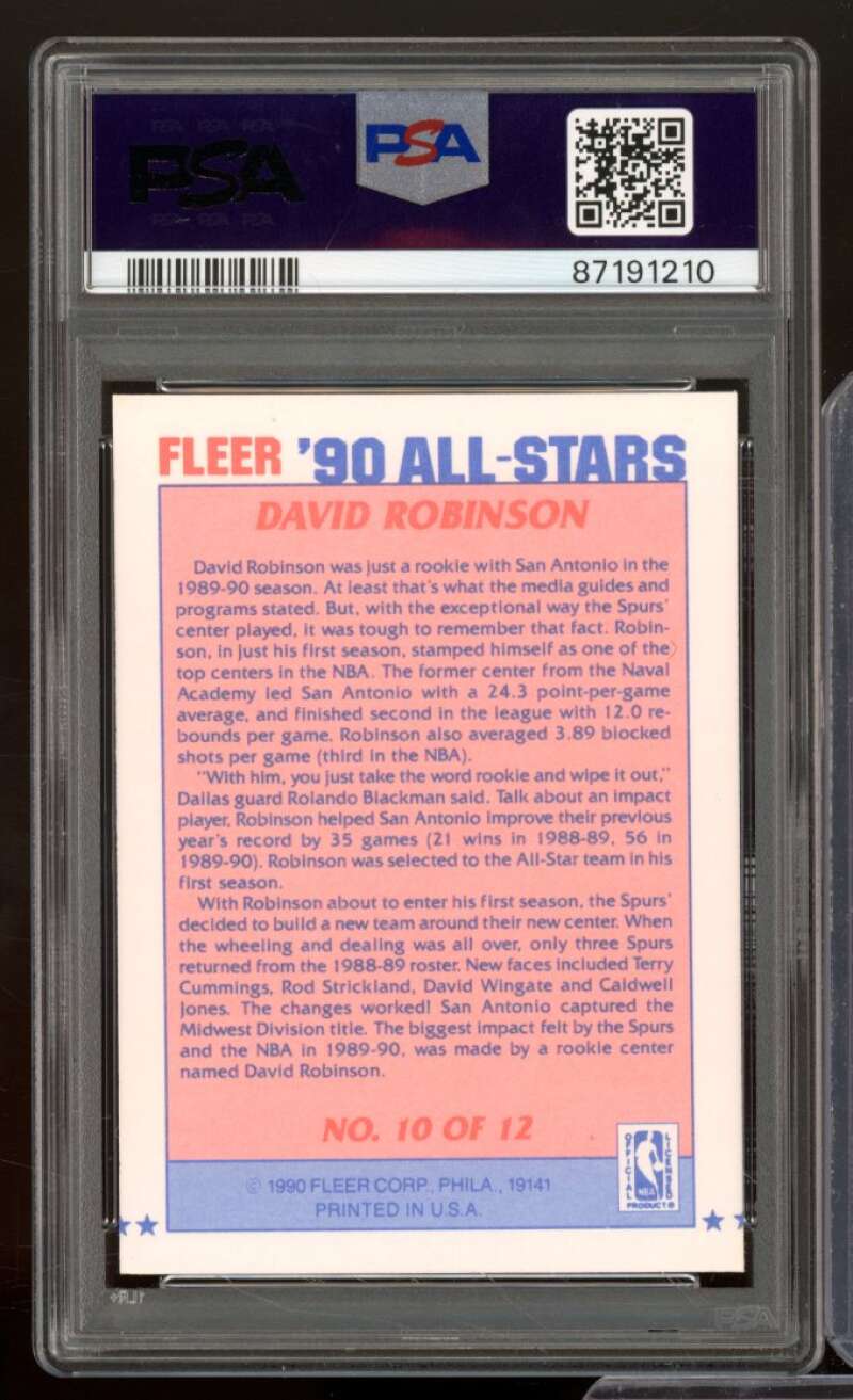 David Robinson Card 1990-91 Fleer All-Stars #10 PSA 8 Image 2