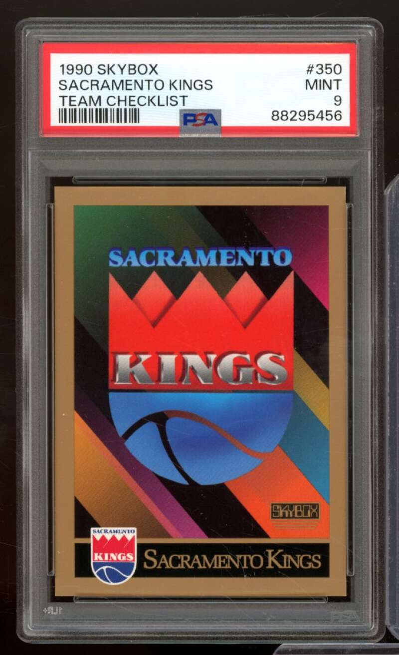 Sacremento Kings Team Checklist Card 1990-91 SkyBox #350 PSA 9 Image 1