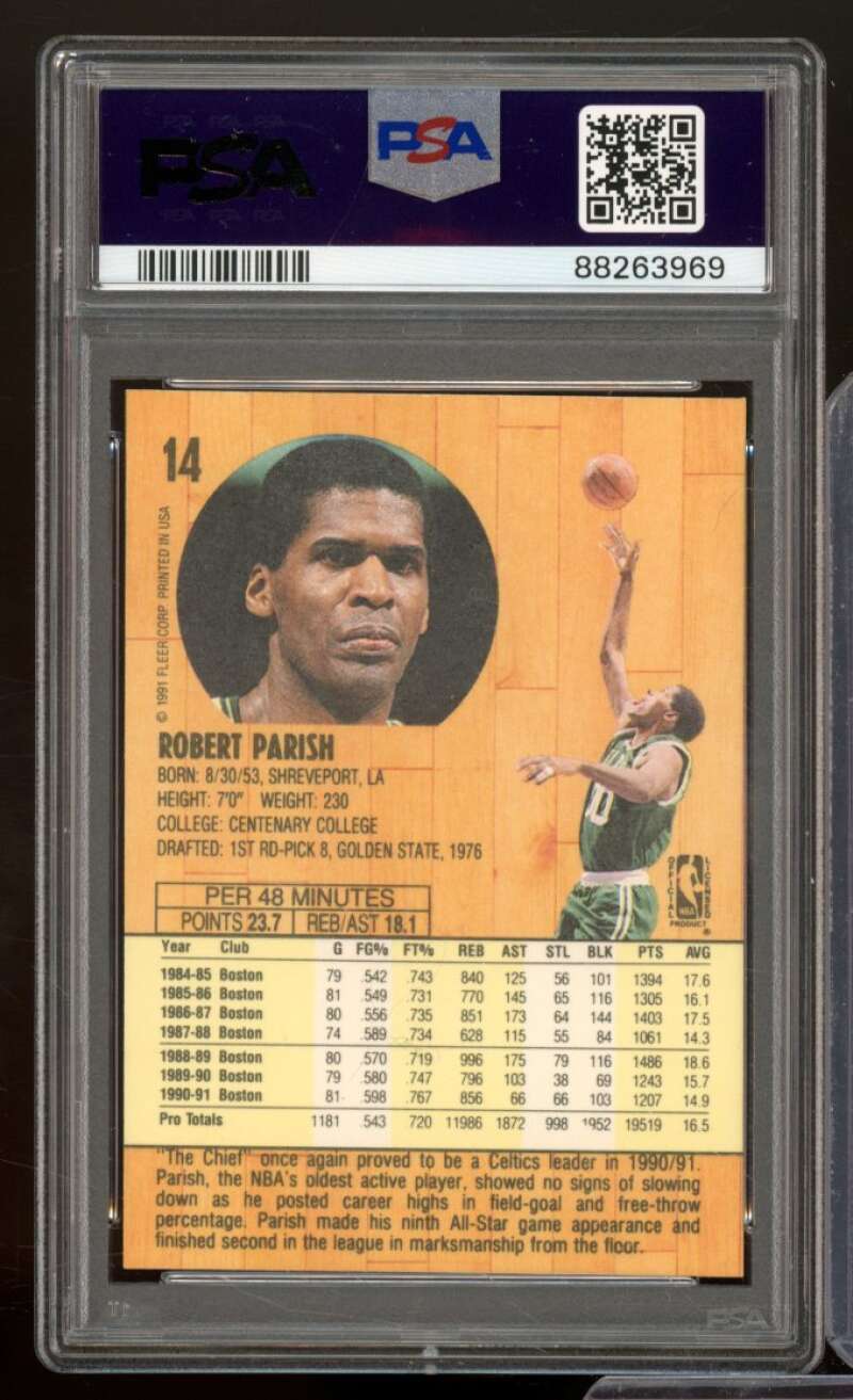 Robert Parish Card 1991-92 Fleer #14 PSA 8 Image 2