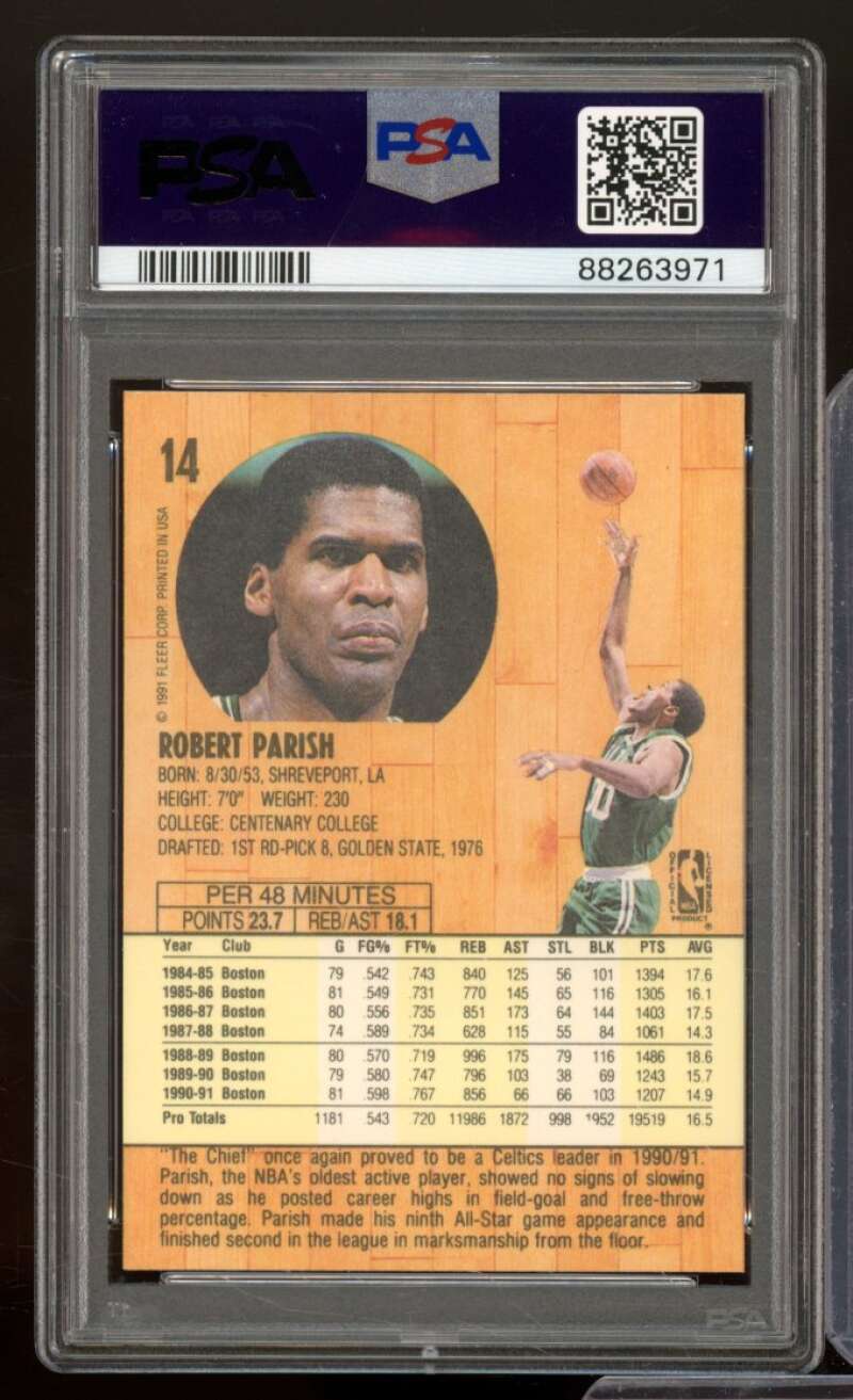 Robert Parish Card 1991-92 Fleer #14 PSA 9 Image 2