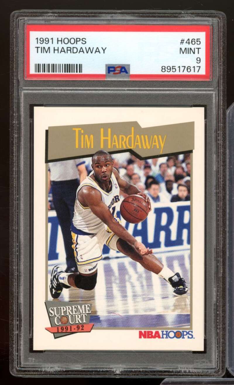 Tim Hardaway Card 1991-92 Hoops #465 PSA 9 Image 1