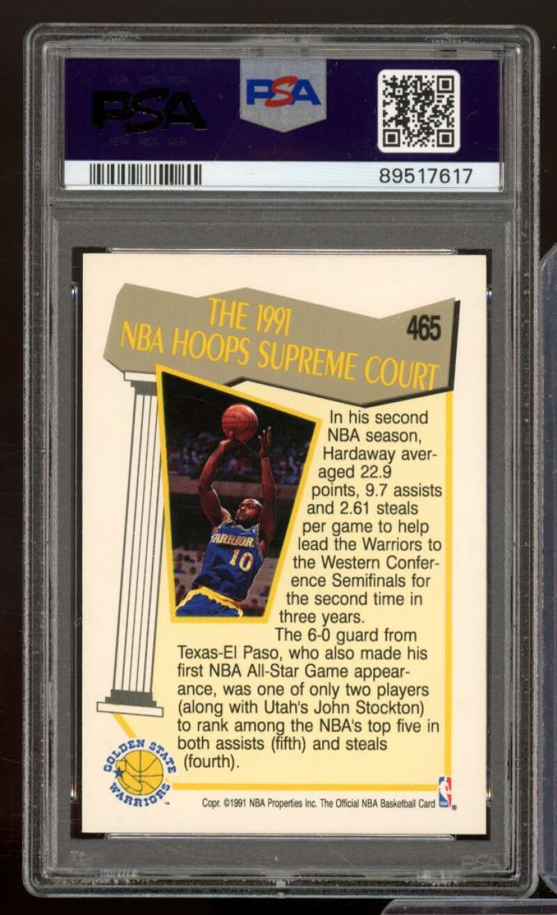 Tim Hardaway Card 1991-92 Hoops #465 PSA 9 Image 2