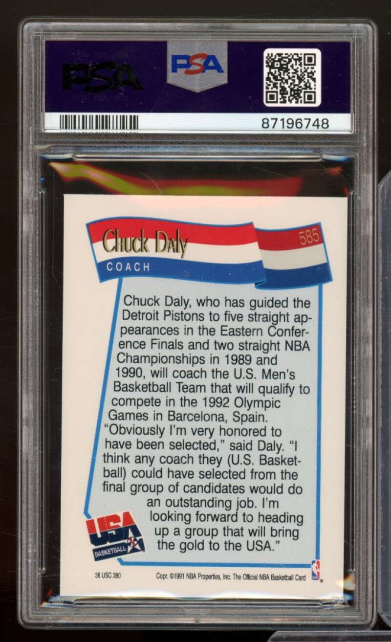 Chuck Daly Card 1991-92 Hoops #585 PSA 9 Image 2