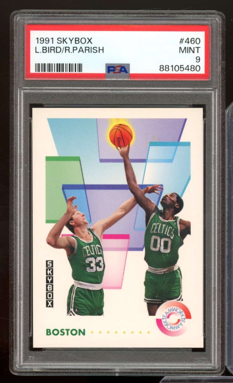 Larry Bird/Robert Parish Card 1991-92 SkyBox #460 PSA 9 Image 1