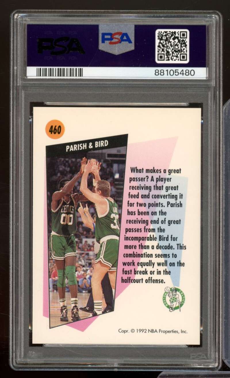 Larry Bird/Robert Parish Card 1991-92 SkyBox #460 PSA 9 Image 2