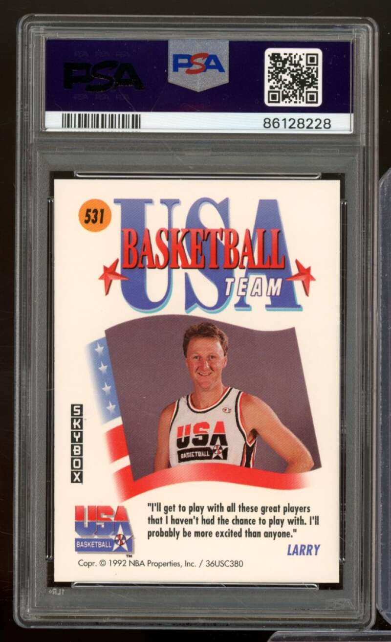 Larry Bird Card 1991-92 SkyBox USA #531 PSA 8 Image 2