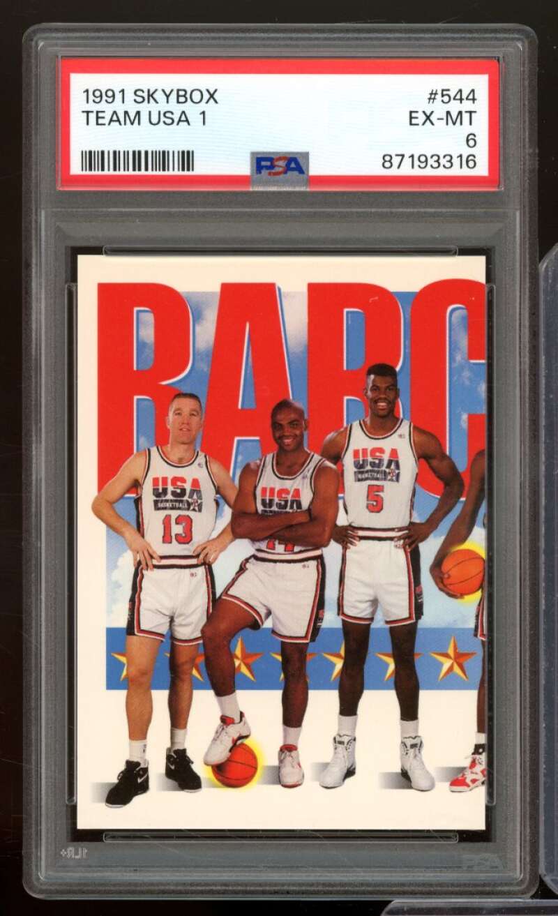 Mullin/Robinson/Charles Barkley team USA Card 1991-92 SkyBox #544 PSA 6 Image 1