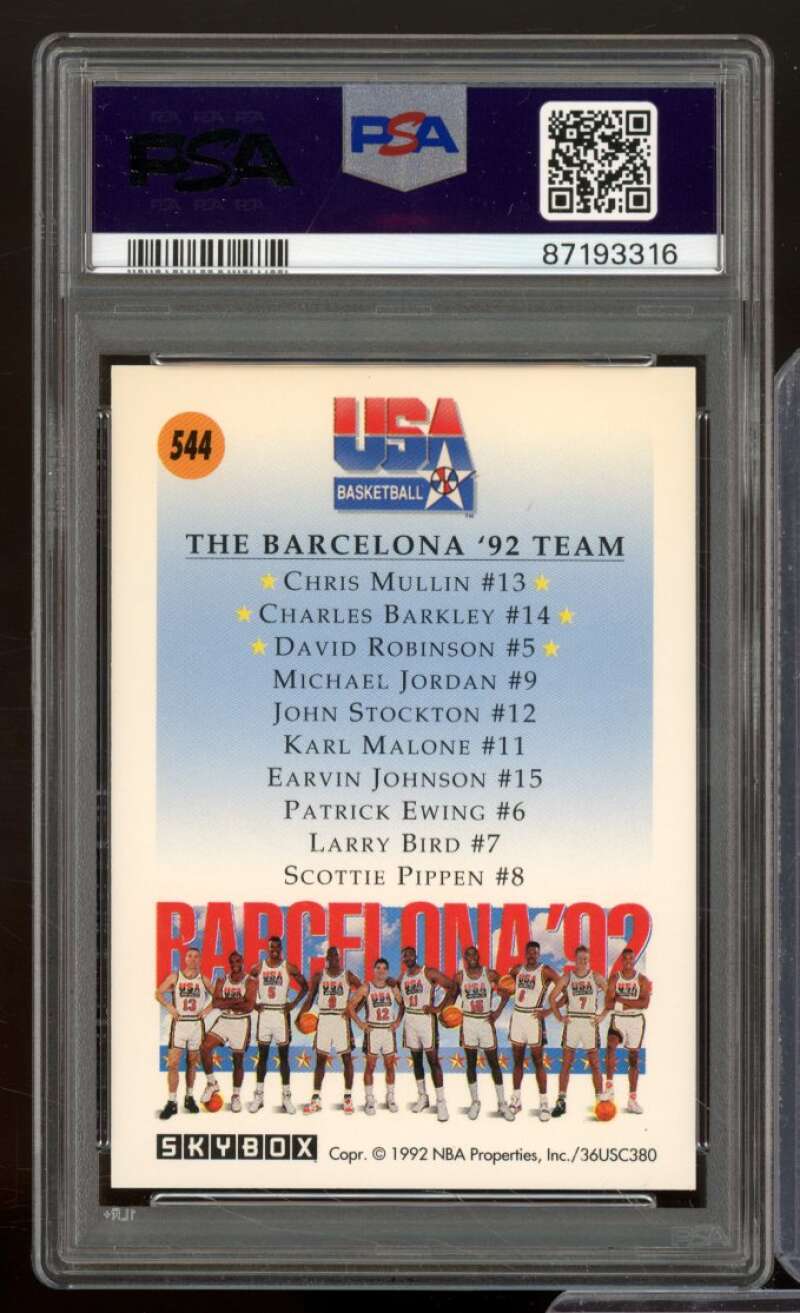 Mullin/Robinson/Charles Barkley team USA Card 1991-92 SkyBox #544 PSA 6 Image 2