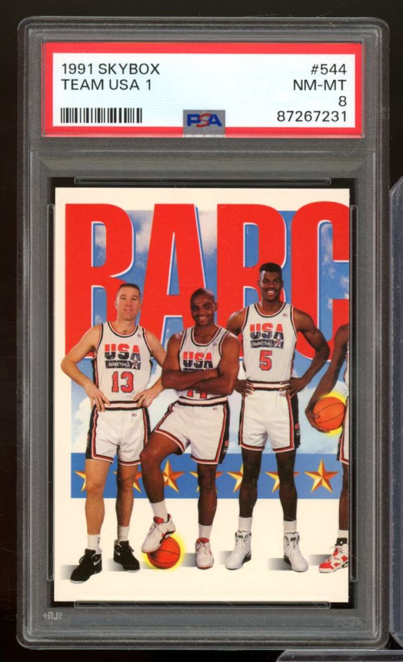 Mullin/Robinson/Charles Barkley team USA Card 1991-92 SkyBox #544 PSA 8 Image 1