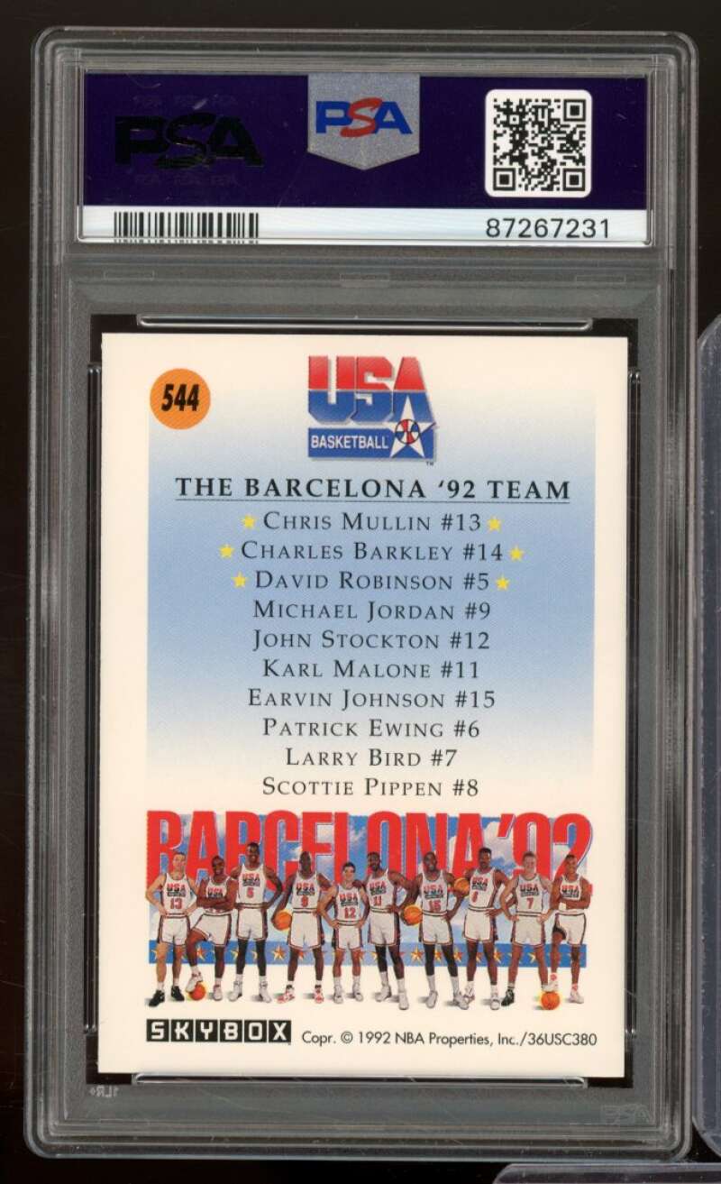 Mullin/Robinson/Charles Barkley team USA Card 1991-92 SkyBox #544 PSA 8 Image 2