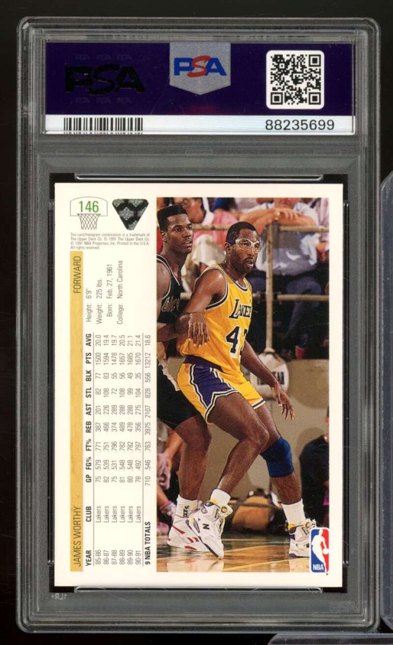 James Worthy Card 1991-92 Upper Deck #146 PSA 9 Image 2