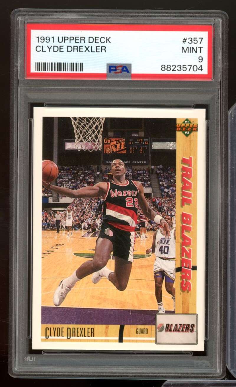 Clyde Drexler Card 1991-92 Upper Deck #357 PSA 9 Image 1