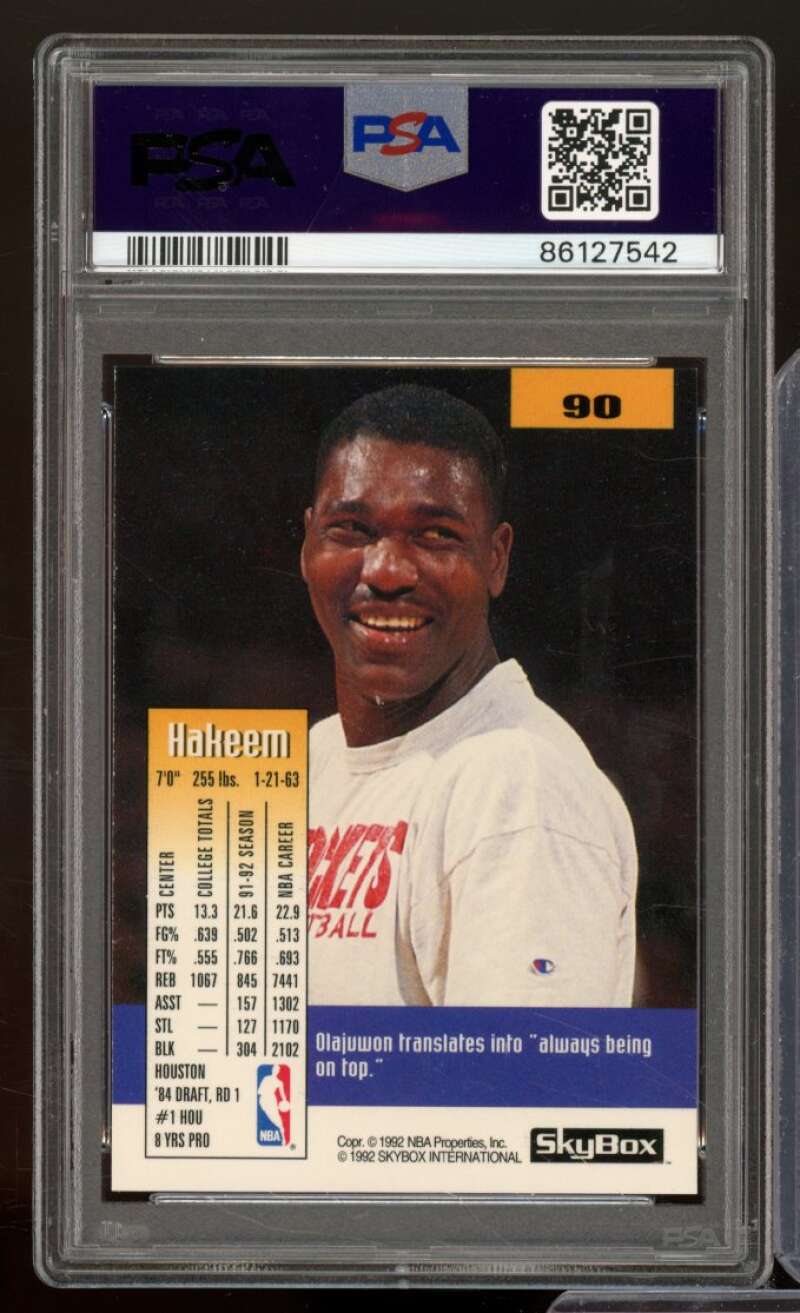 Akeem Olajuwon Card 1992-93 SkyBox #90 PSA 9 Image 2