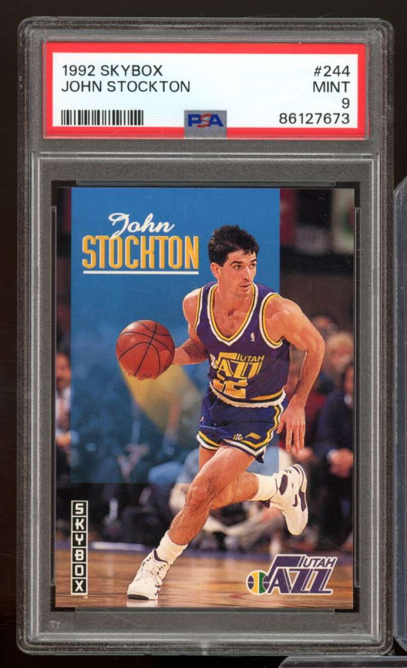 John Stockton Card 1992-93 SkyBox #244 PSA 9 Image 1