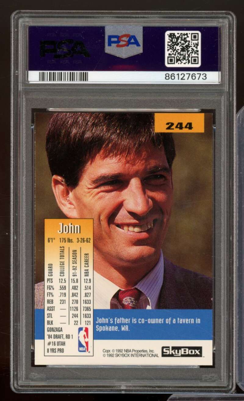 John Stockton Card 1992-93 SkyBox #244 PSA 9 Image 2