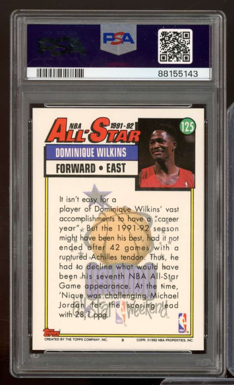 Dominique Wilkins Card 1992-93 Topps #125 PSA 9 Image 2