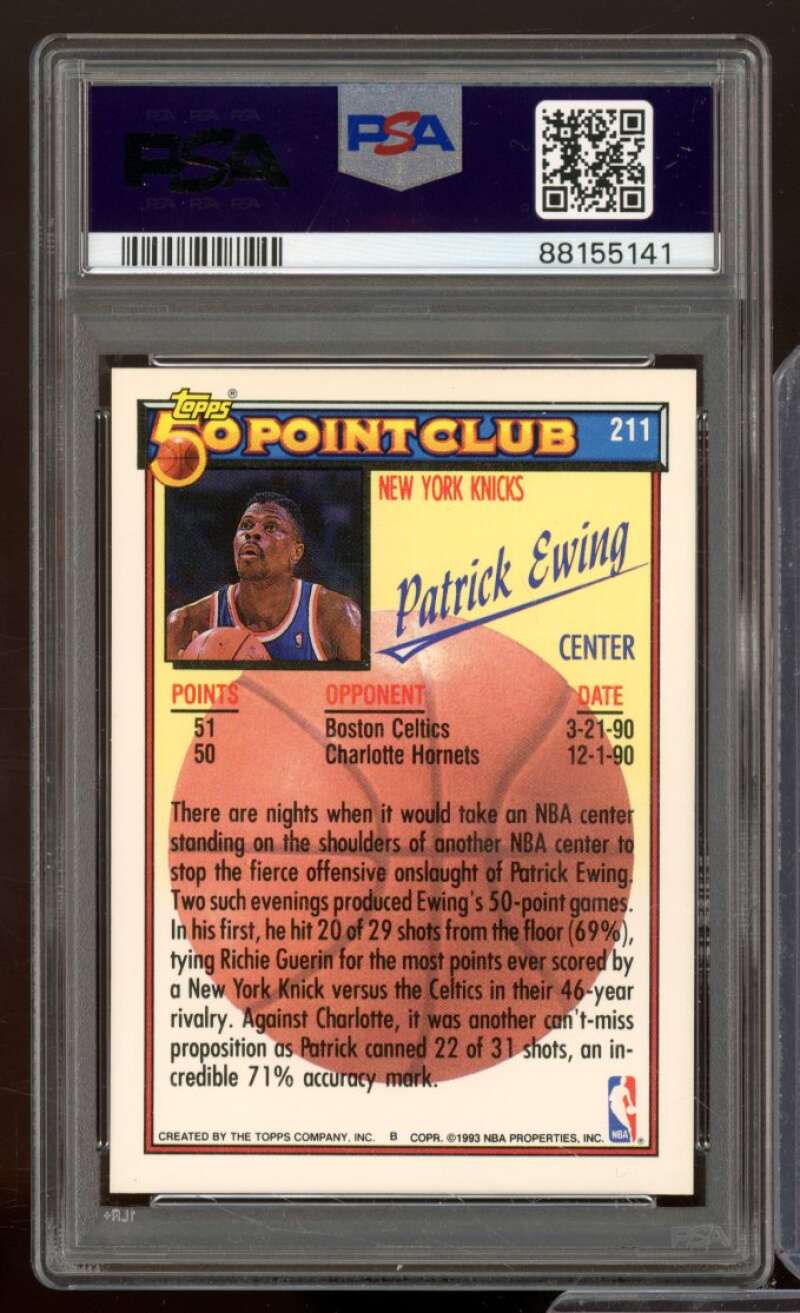 Patrick Ewing Card 1992-93 Topps #211 PSA 7 Image 2