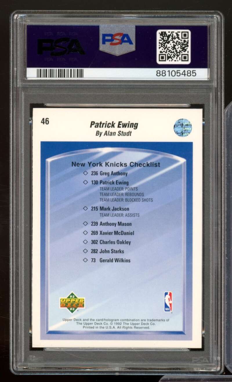 Patrick Ewing Card 1992-93 Upper Deck #46 PSA 9 Image 2