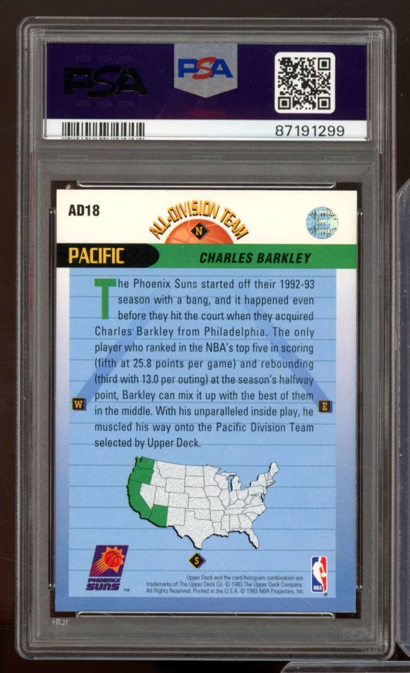 Charles Barkley Card 1992-93 Upper Deck All-Division Team #AD18 PSA 8 Image 2