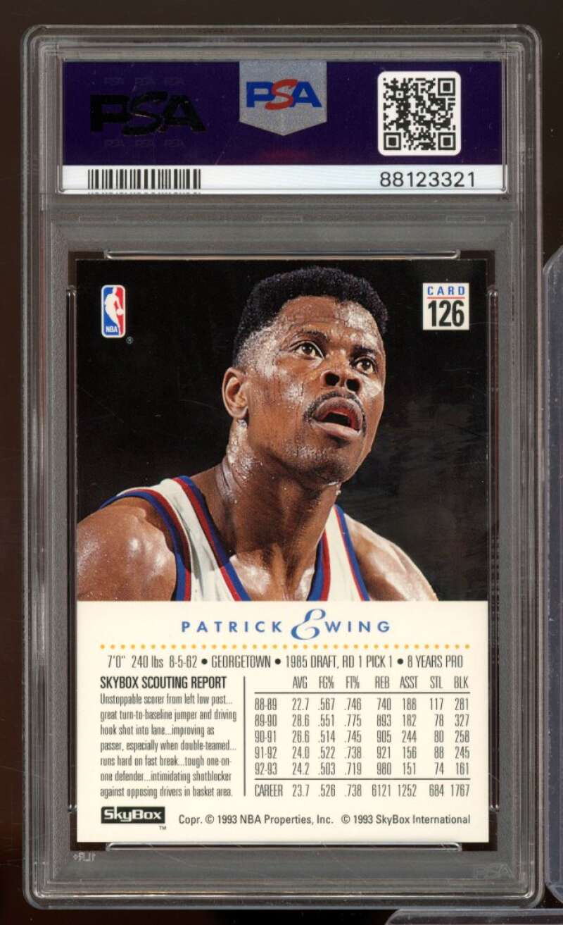 Patrick Ewing Card 1993-94 Skybox Premium #126 PSA 8 Image 2