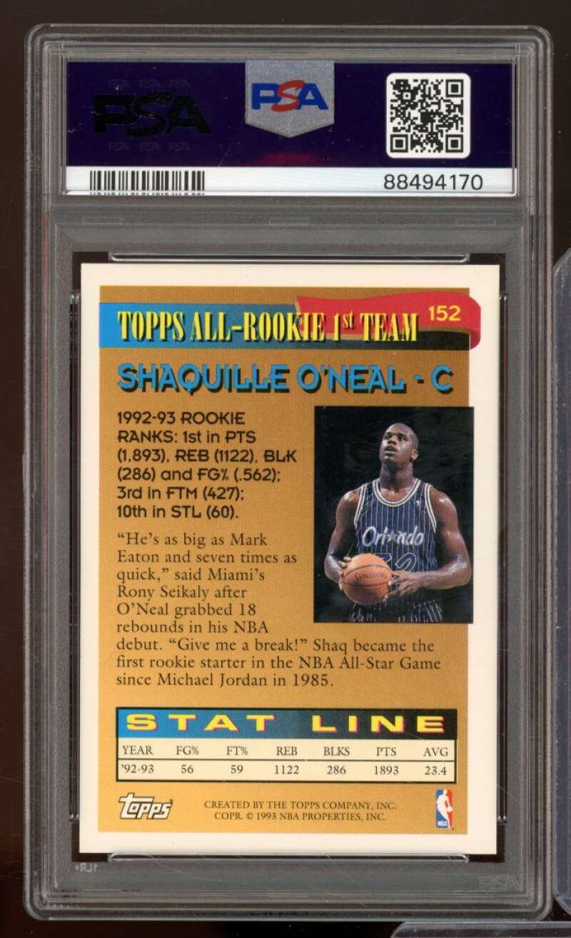 Shaquille O'Neal Card 1993-94 Topps #152 PSA 7 Image 2